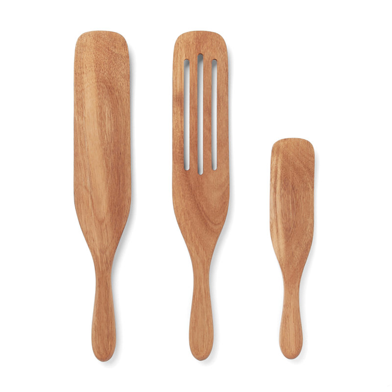 Ensemble 3 pièces de renard en bois d'acacia Fox Run Brands Brands (spatule / cuillère à mélanger)