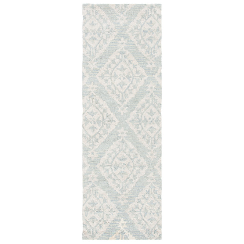 Tapis damassé en laine Anik, Tapis de couloir 2 pi 3 po x 7 pi