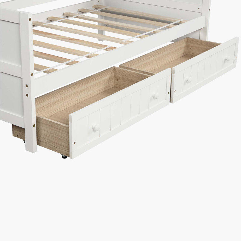 Lit de jour simple Aprilia, Blanc / Blanc, Tiroir inclus