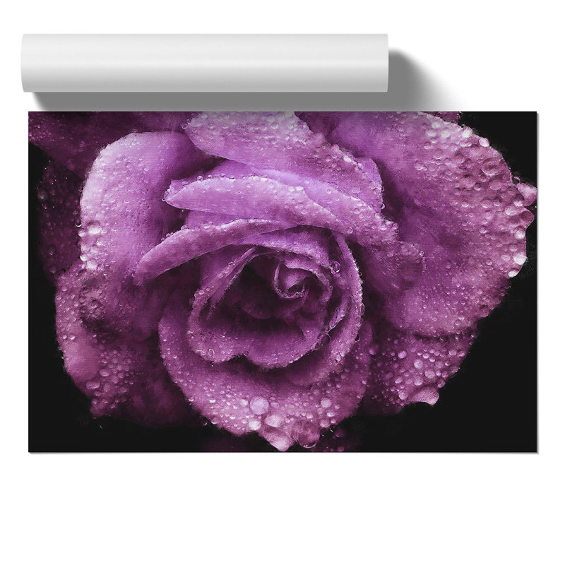 Purple Rose Flower Painting - Frameless Print, 30cm H x 42cm W x 0.1cm D