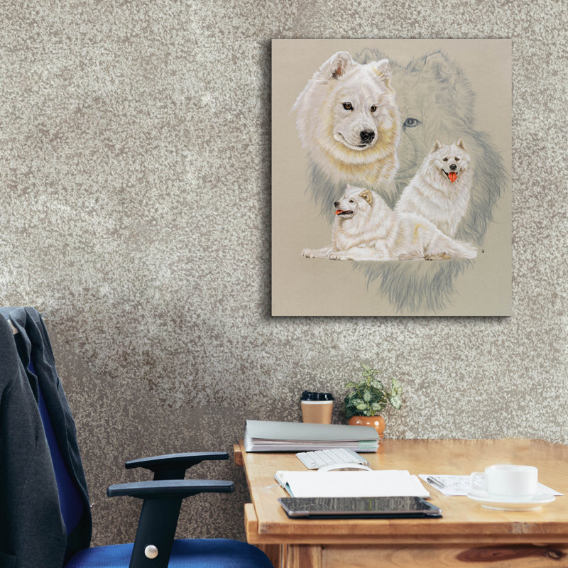 «Samoyède sur toile» par Barbara Keith, H 30 po x l 26 po x P 1,5 po