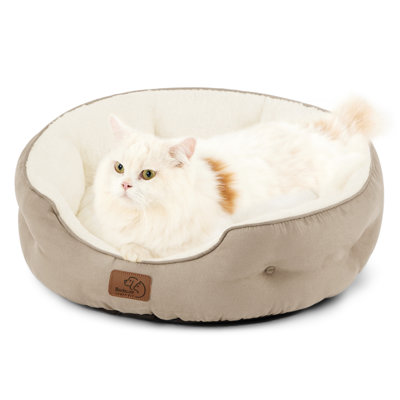 Bedsure Washable Round Dog&Cat Bed with Slip-Resistant Bottom