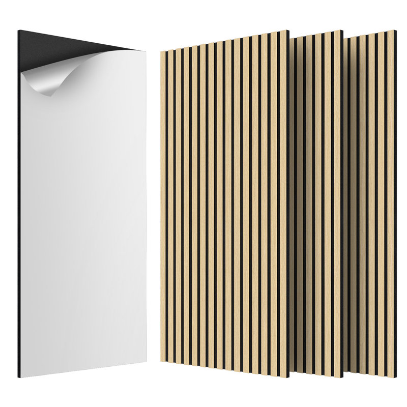 Panneaux muraux acoustiques à lattes autocollantes 47,2 po x 23,6 po, panneaux muraux en bois à lattes acoustiques/insonorisantes 3D