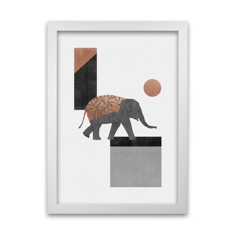Orara Elephant Mosaic I - Print, 29cm H x 21cm W x 1cm D, White Framed