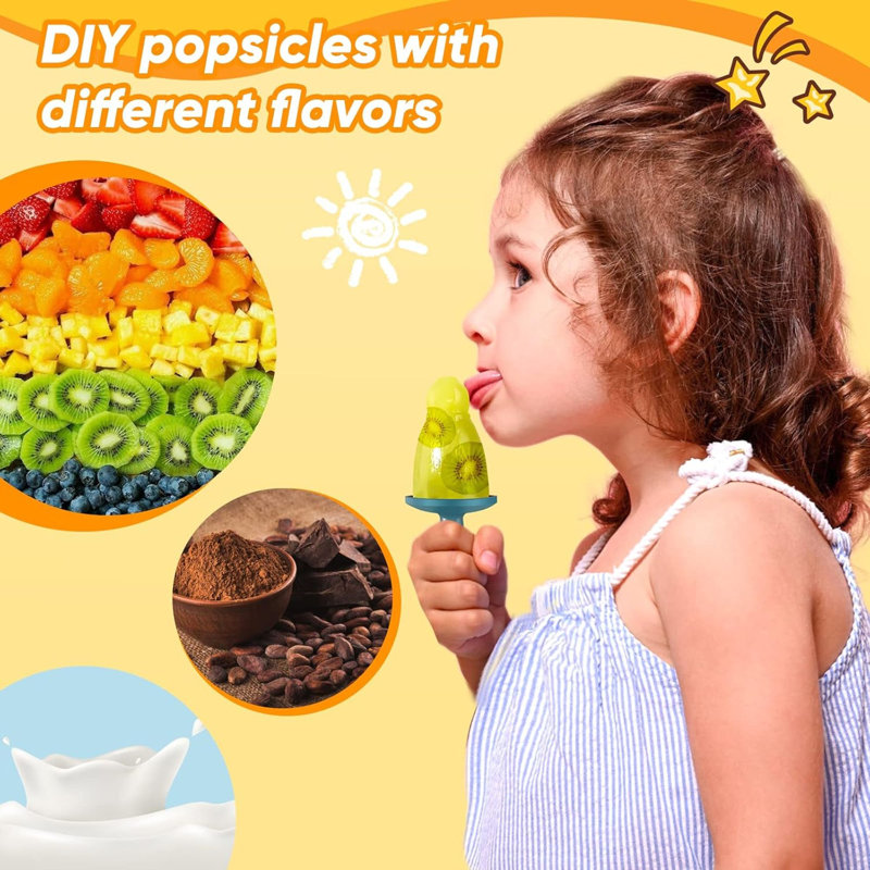 Popsicle Mold Set 4 Pieces Homemade Silicone Popsicle Maker Easy Release Ice Cream Molds Reusable DIY Pop Molds (Ice World, Pink)