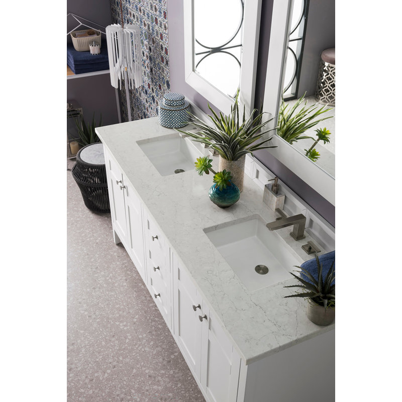 Palisades 72''  W Double Vanity, Bright White, Eternal Jasmine Pearl