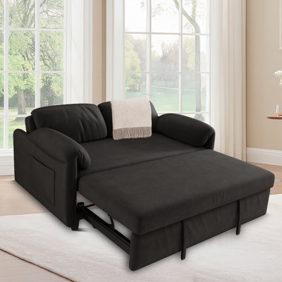 3-in-1 Convertible Sleeper Sofa Bed with Adjustable Armrests and Storage Pockets