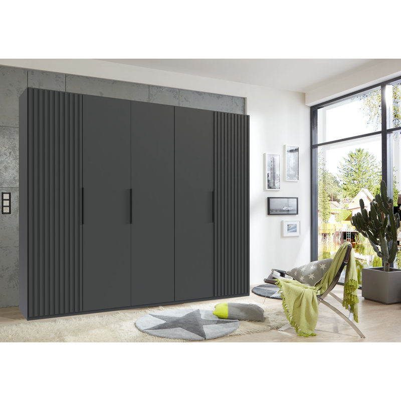 Anabelli 5 Door Manufactured Wood Wardrobe, Graphite