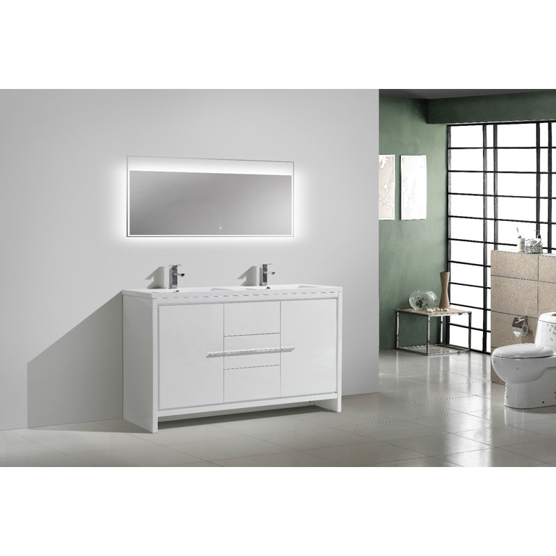 Ensemble de meuble-lavabo double 59 po Chelsei, Blanc très luisant
