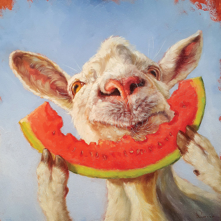 « summer treat », art sur toile, H 26 po x l 26 po x P 1,5 po, Toile tendue, Pas de tapis