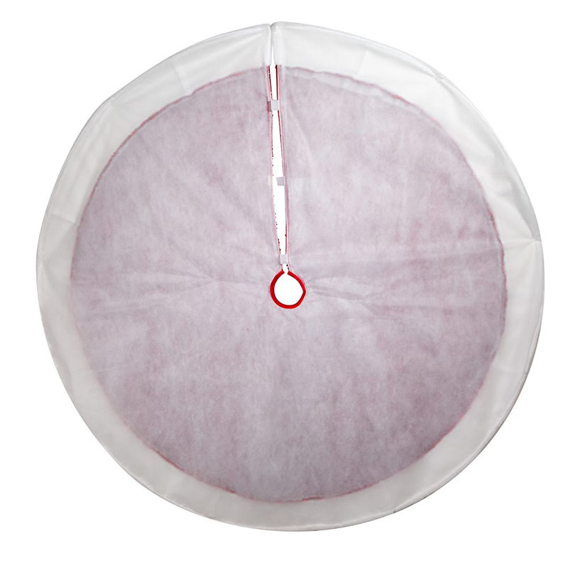 54-Inch Red Sequins Tree Skirt with White Border