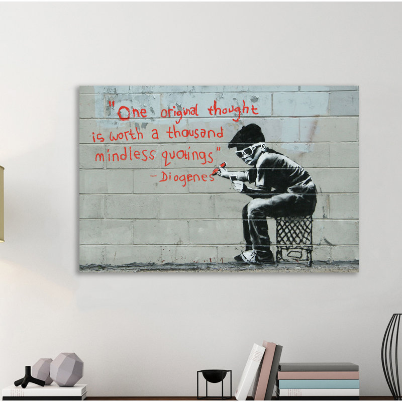 «One Original Thought» par Banksy Banksy, reproduction d'art sur toile, H 28 po x l 42 po x P 1,5 po