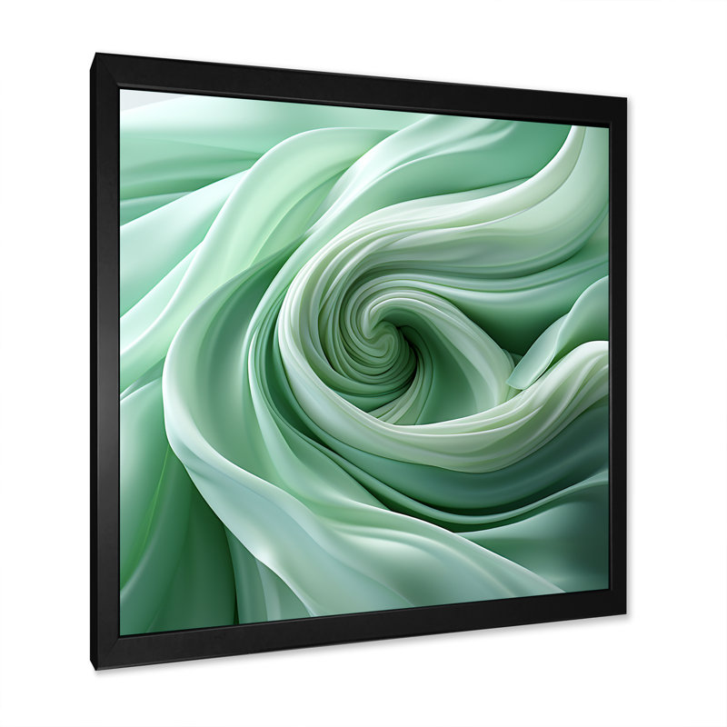 Décoration murale spirales vertes douces - Spirales abstraites murales, Cadre simple noir, H 36 po x l 36 po x P 1,5 po