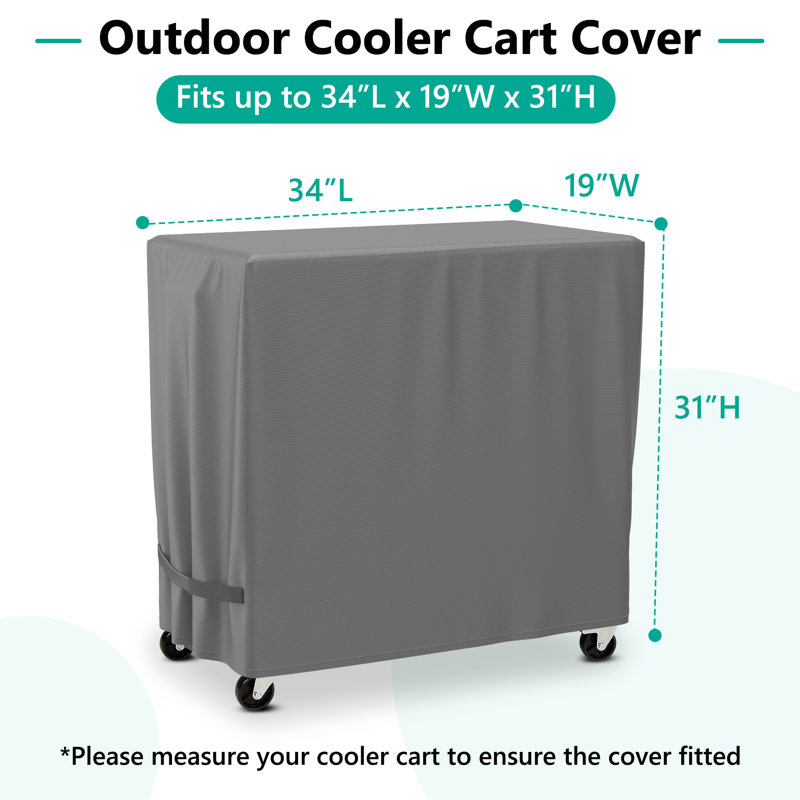 Patio Cooler Cart Cover Fits 80 Quart Rolling Cooler Cart, Gray