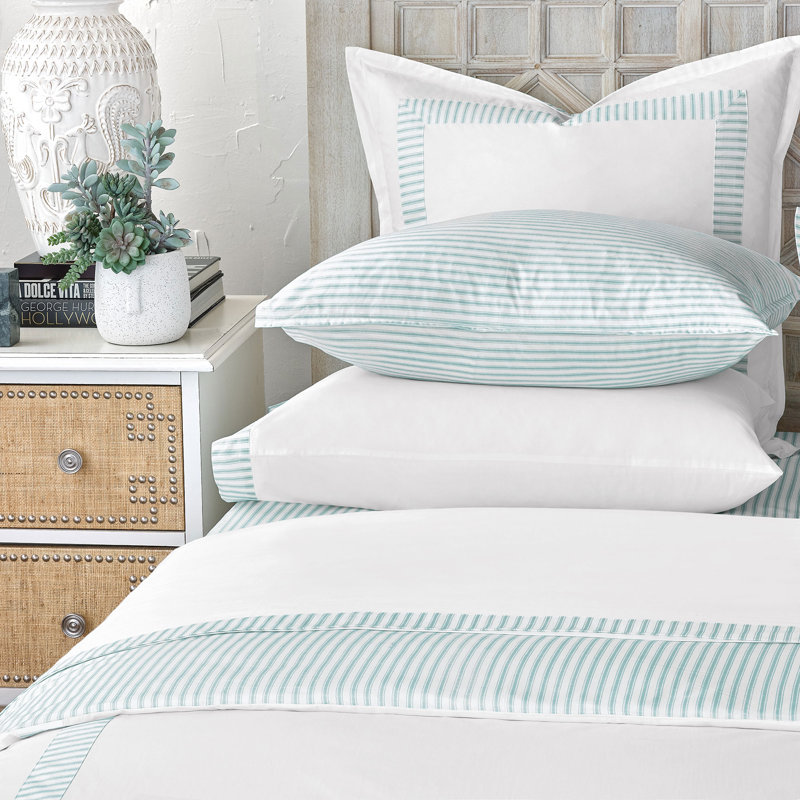 Taie d'oreiller Blass Ticking par Alexa Hampton, Mer, Taie d’oreiller standard