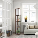 Jarold 63.7" Column Dimmable Floor Lamp with Shelves & Remote Control & USB Charging Station