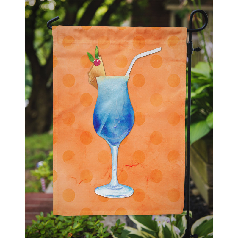 Drapeau de jardin en polyester 15 po x 11 po Theisen Summer Cocktail Polkadot, Orange