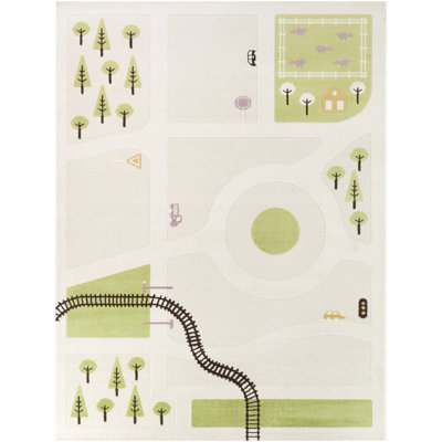 Roundabout Green Kids Activity Area Rug