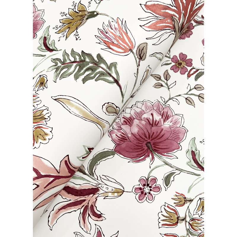 Papier peint à rayures Teonna, Mauve