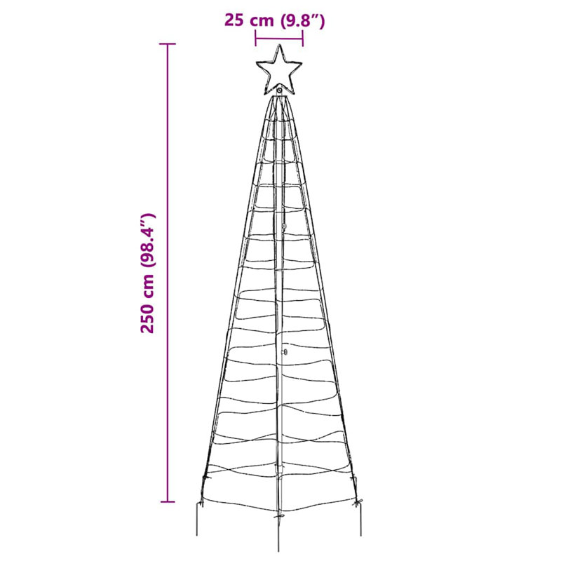  LED Christmas Tree with Ground Spikes 250 cm Iron, Cool White
