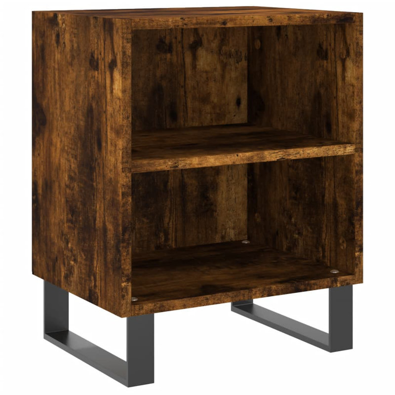 Mariacecilia 40cm W Iron Bedside Table, Smoked Oak, Individual