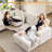  130" U-Shaped Sectional Sofa Bed with Chaise, Pull Out Sleeper and Storage, 7-Seater Convertible Couch for Living Room, Beige Corduroy-1092985304