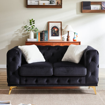 61.41-Inch Style Velvet With Buttons, 2 Pillows, Metal Feet, Spring And Foam Cushions, Elegant For Bedrooms 61.41-Inch, ,