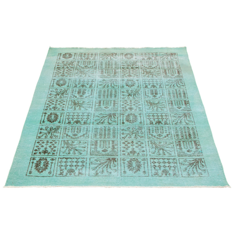 Tapis turquoise à transition de couleur 5 pi 6 po x 8 pi 5 po
