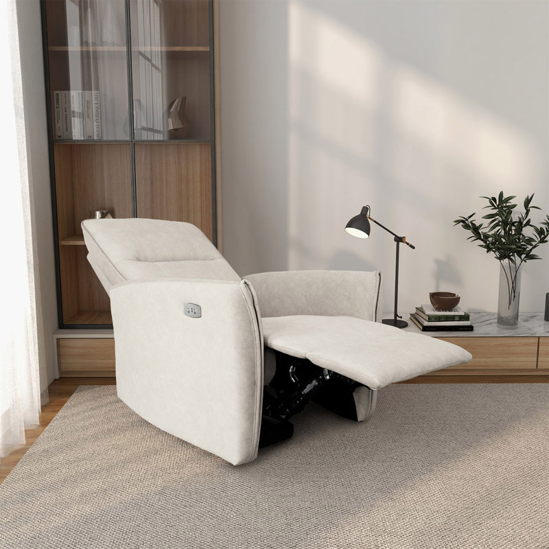Fauteuil inclinable moderne, fauteuil inclinable en suède, Crème, crème