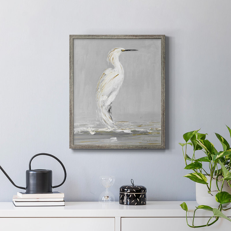 Bord de mer, toile encadrée de qualité supérieure - prête à être accrochée, Argent patiné, H 24 po x l 20 po