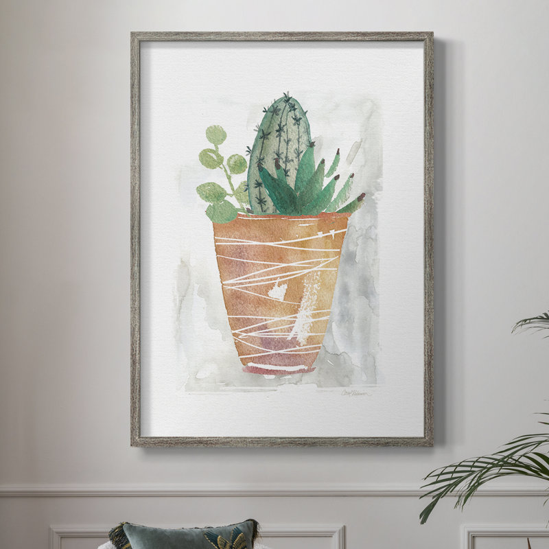Boho Cactus, reproduction encadrée - bois massif 50024, H 21 po x l 17 po