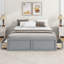 Structure de lit plateforme en bois avec 6 tiroirs, gris