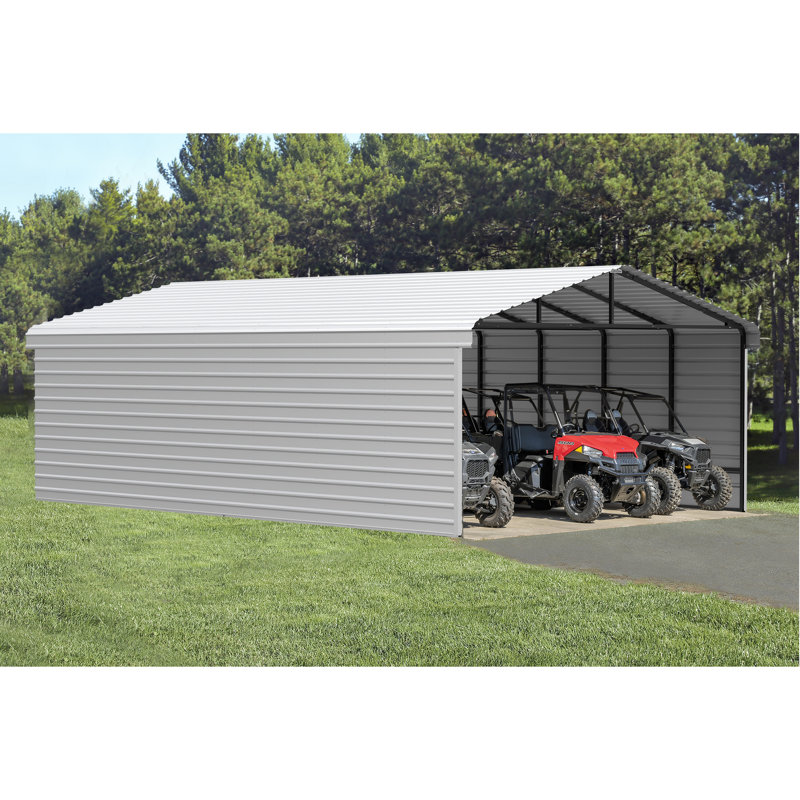 Eggshell Steel Carport Kit with Black Frame, 20 ft x 29 ft