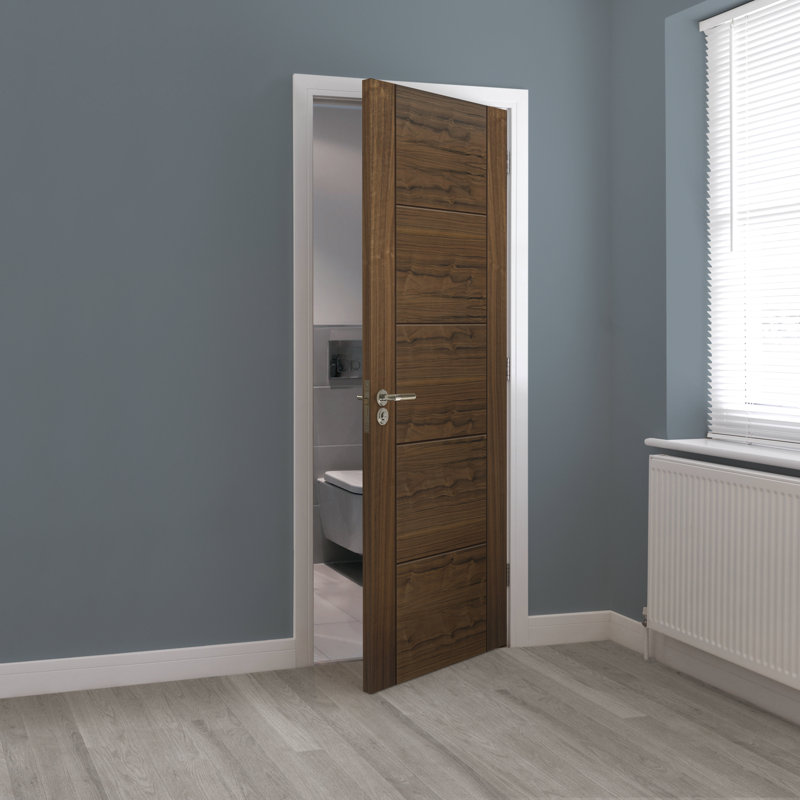 Latefia Walnut Internal Door Prefinished, 198.1cm H x 83.8cm W x 3.5cm D