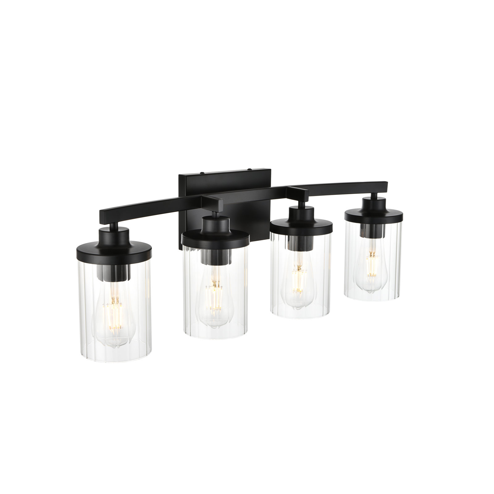 Dariela Dimmable Vanity Light, Black, 10" H x 25" W x 25" D, 4 Lights