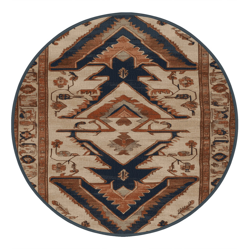 Tapis brun lavable à la machine, Rond 7 pi