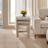 Rena 3 Piece Nesting Accent Table Set | Geometric Frame | Solid Mahogany Wood