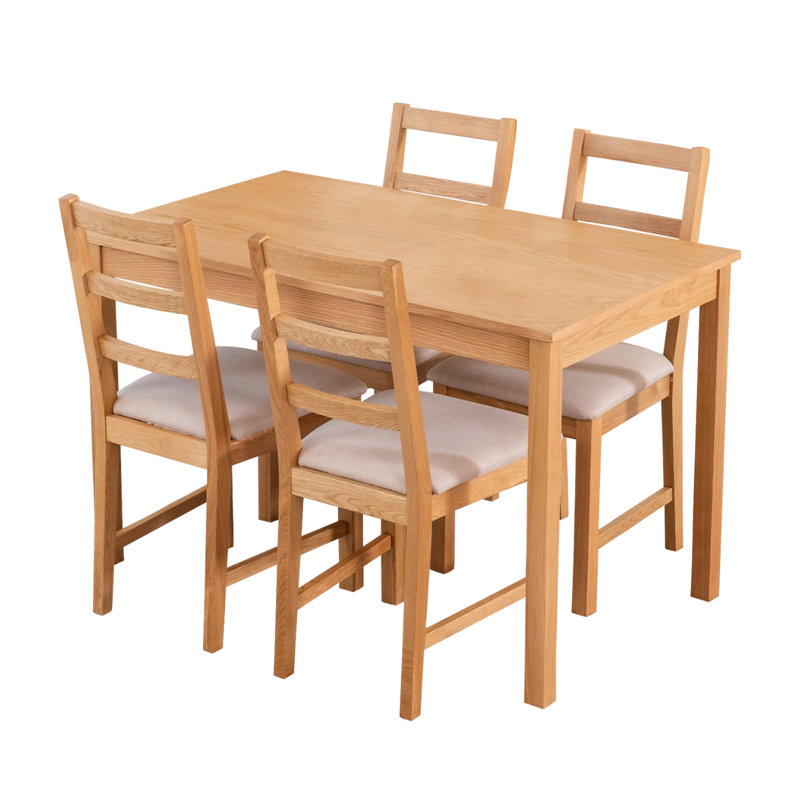 4 - Person Solid Oak Dining Set, Beige