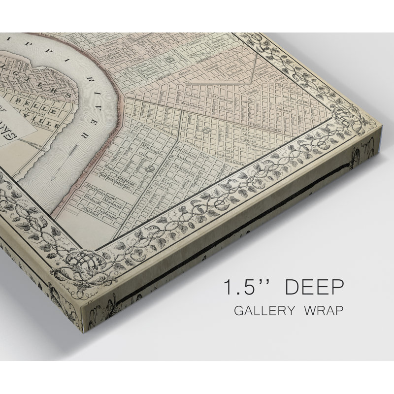 «Plan of New Orleans», reproduction d'art sur toile, H 36 po x l 24 po x P 1 po