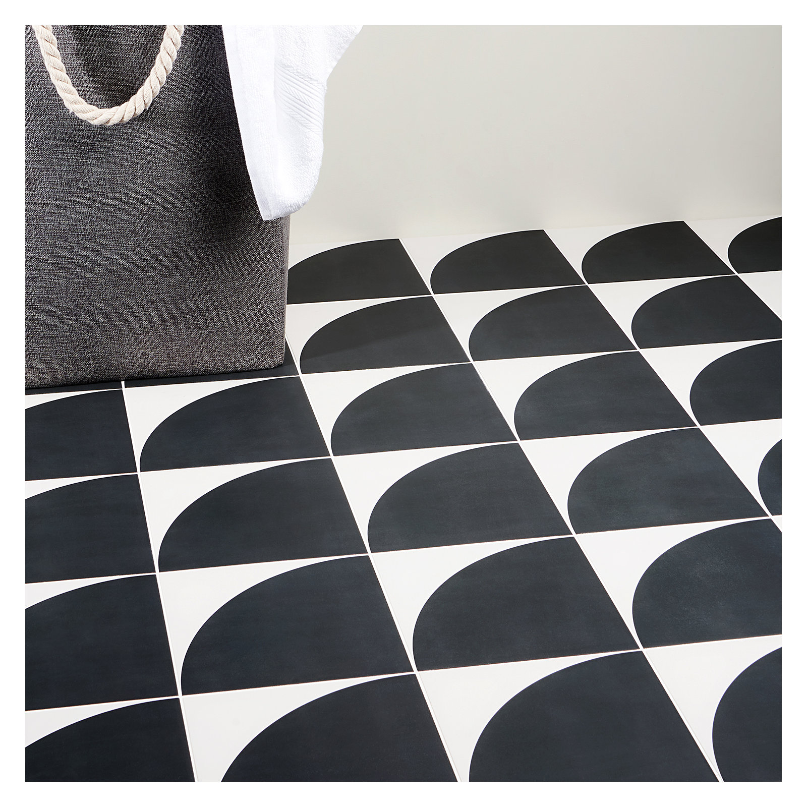 Stacy Garcia Victoria 8" x 8" Porcelain Encaustic Patterned Look Wall & Floor Tile, Black, 8" W x 8" L