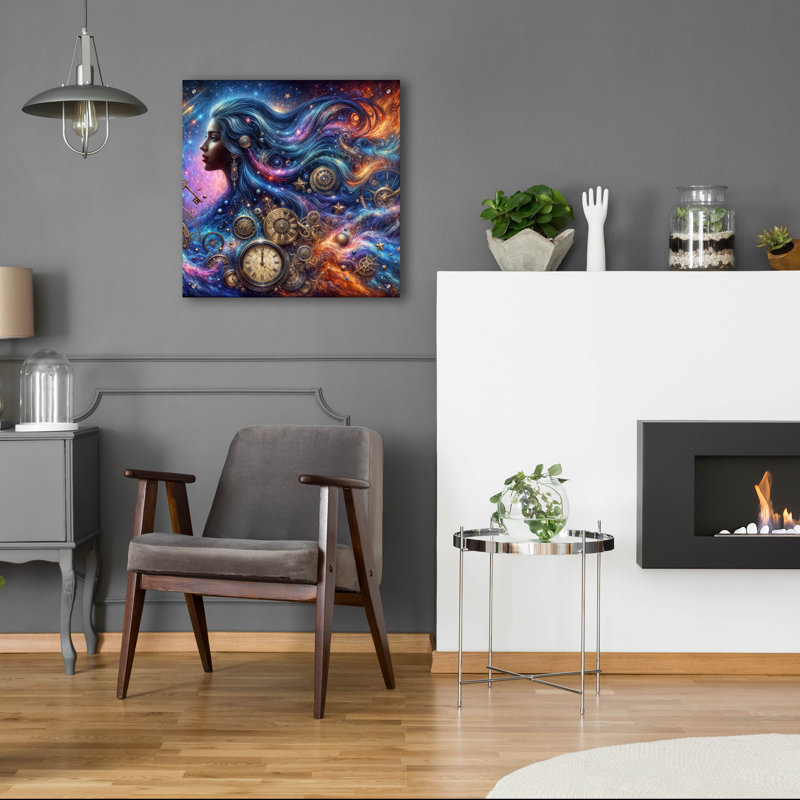  Art mural en verre «Celestial Time Keeper 1» par Rey Klimt, H 24 po x l 24 po x P 0,2 po