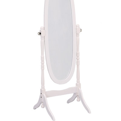 59,26 po Grand miroir de plancher ovale en bois blanc - élégant et pratique pour tout espace intérieur polyvalent
