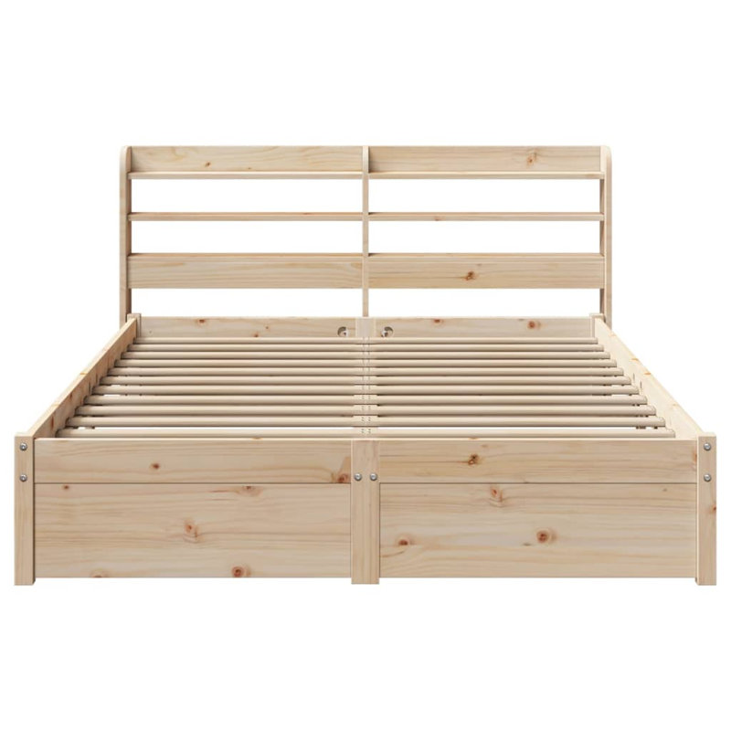 Bed Frame With Headboard Without Mattress, Double (4'6), Brown