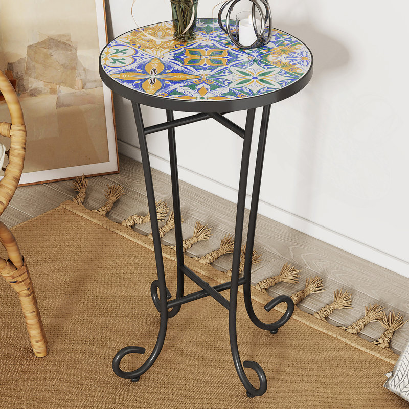 Table d'appoint de patio, colorée et noire
