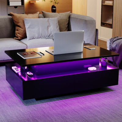 Table basse rectangulaire à 4 tiroirs à DEL
