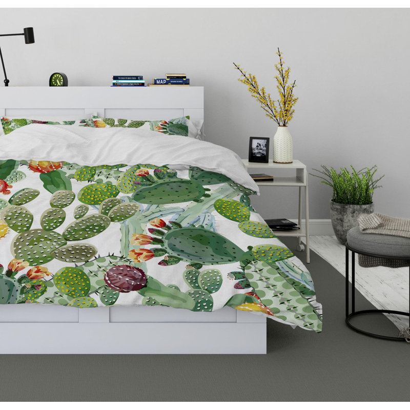 Cactus Polyester Twill Duvet Cover, King Duvet Cover + 2 Pillow Cases