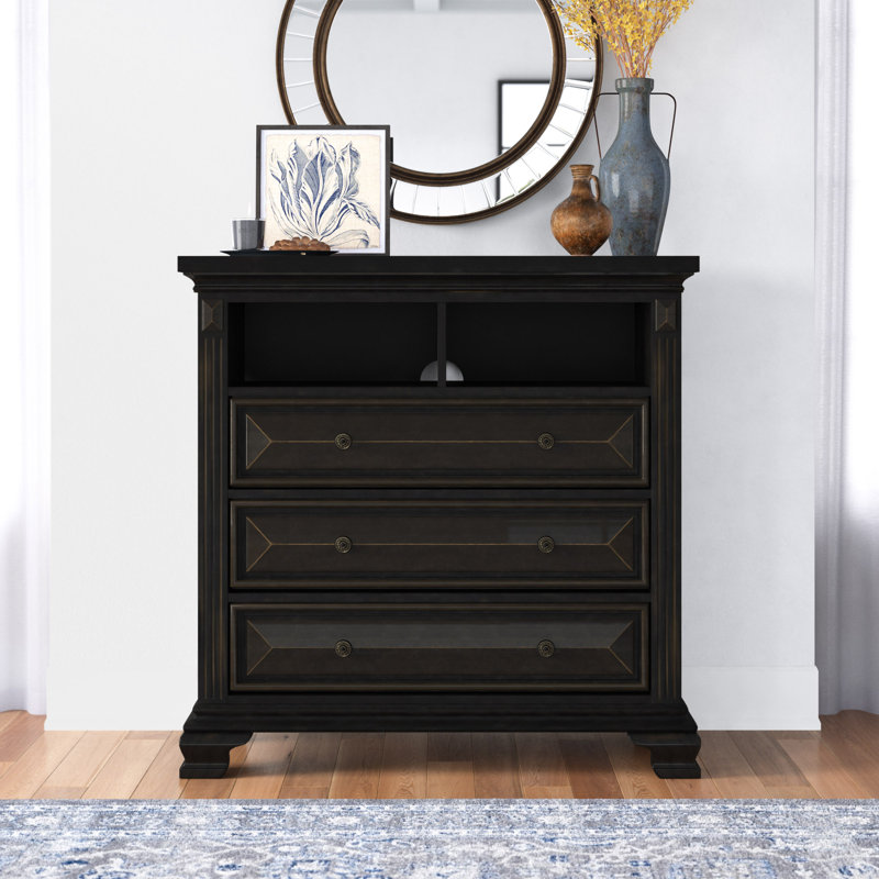 Commode 3 tiroirs Bourges Chill, Noir antique