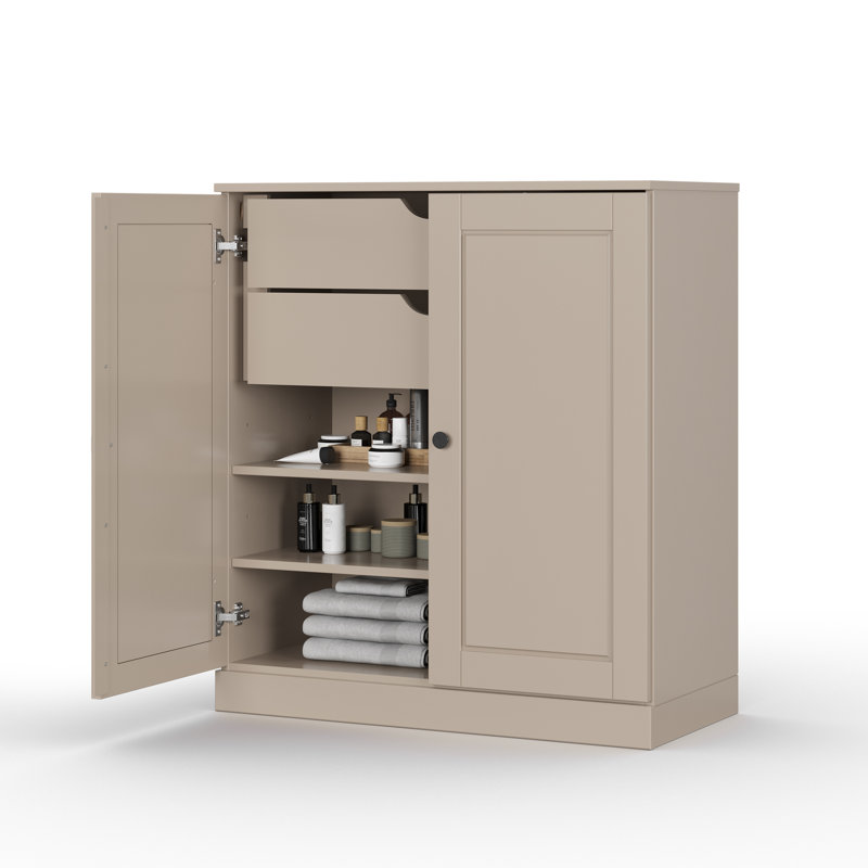 Palace Imports 100% Solid Wood Short Bathroom Linen Cabinet with Doors & Drawers, Adjustable Shelves, Modular Bathroom & Laundry Storage Cabinet, 32" W x 35.75" H
