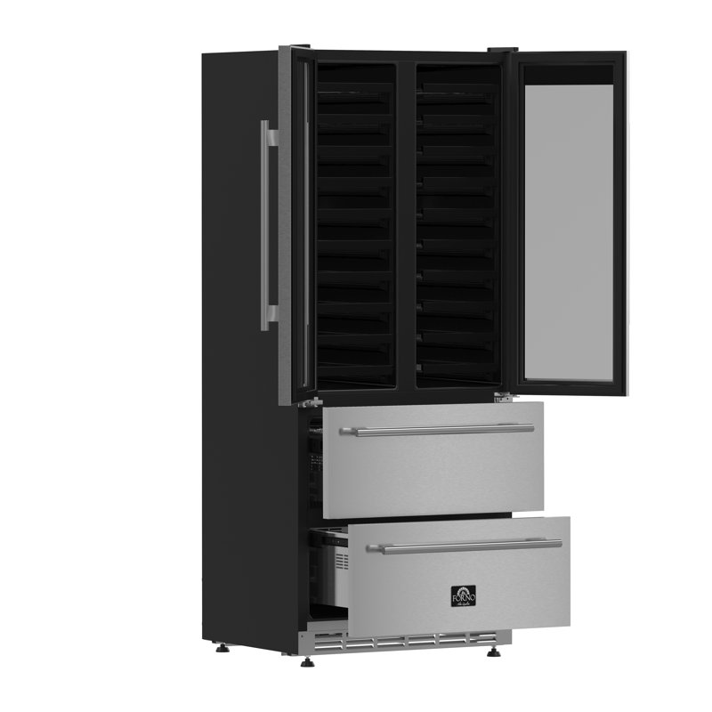 Campania 32" Wine Cooler Stainless Steel, Dual Wine Zones, 2 Beverage Drawers, 17.7 cu.ft.