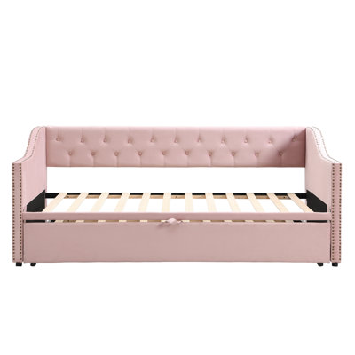 Twin Size Upholstered Daybed With Pop Up Trundle